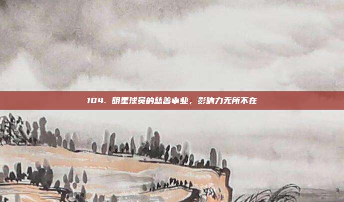 104. 明星球员的慈善事业，影响力无所不在