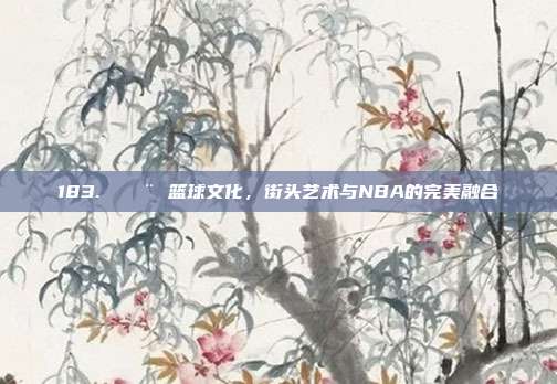 183. 🎨 篮球文化，街头艺术与NBA的完美融合